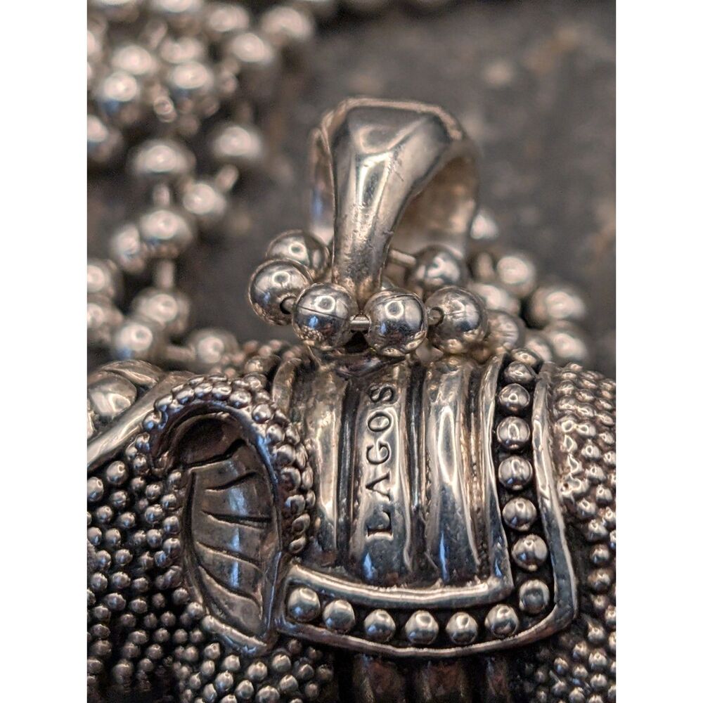 Lagos Sterling Silver Elephant Pendant • 925 • 24" Chain • Designer Jewelry - Picture 4 of 6